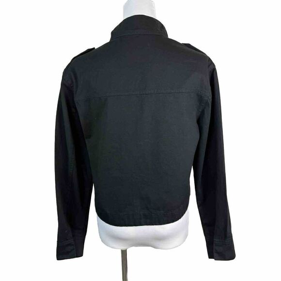 Black Short Jacket Buckle Pockets Womens Size Small Misc Elevated Basics Coat - Picture 6 of 10
